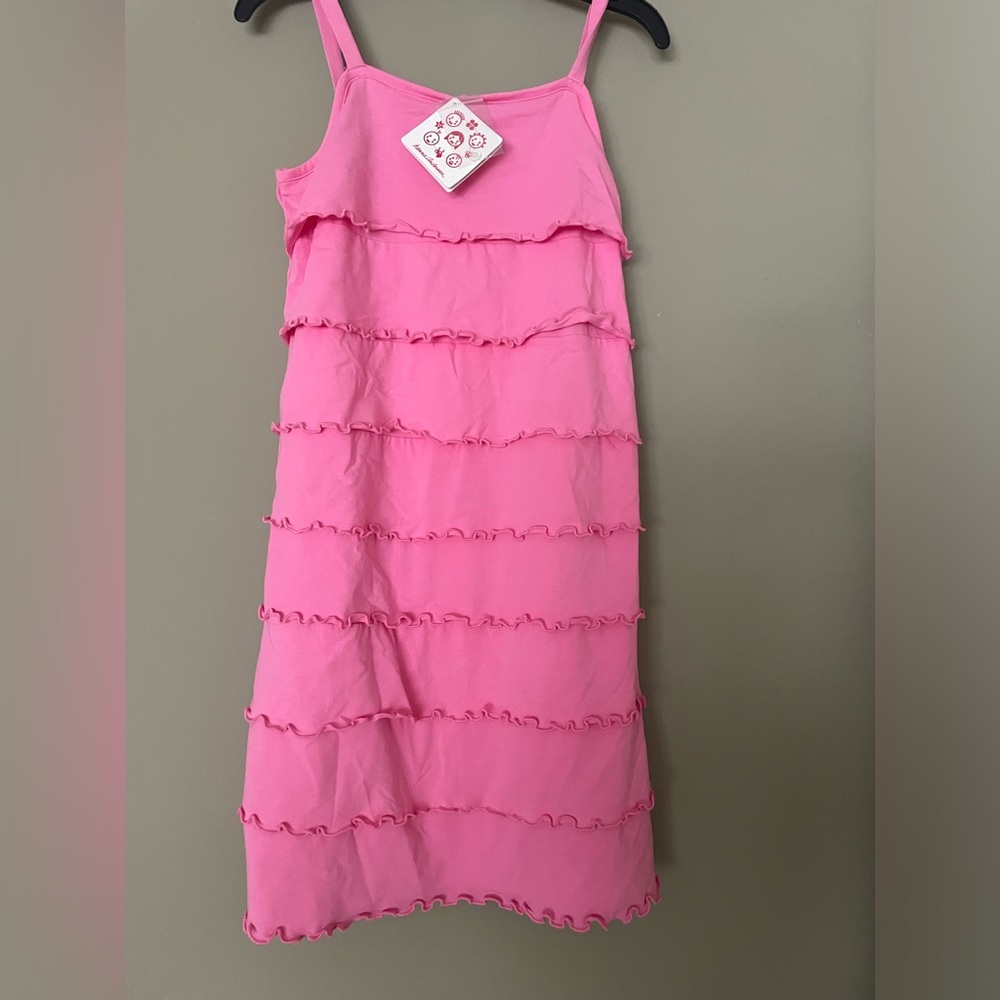 NWT - HANNA ANDERSSON pink ruffled layers tank dress Size 150/ size 12